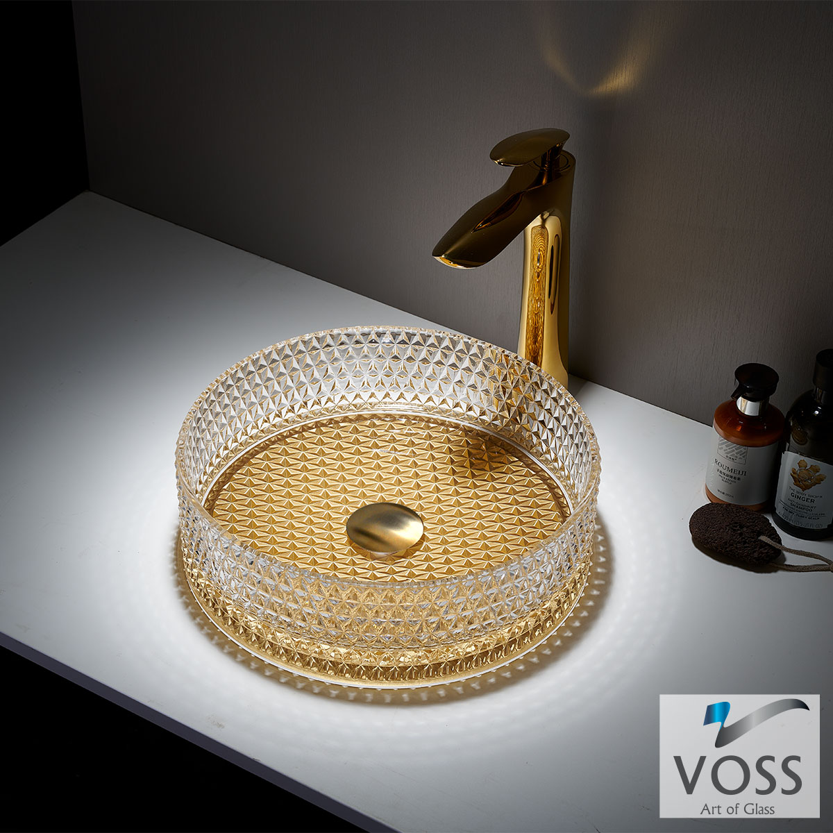 ΝΙΠΤΗΡΑΣ ΓΥΑΛΙΝΟΣ RING-D Φ40 VOSS GLASS GOLD