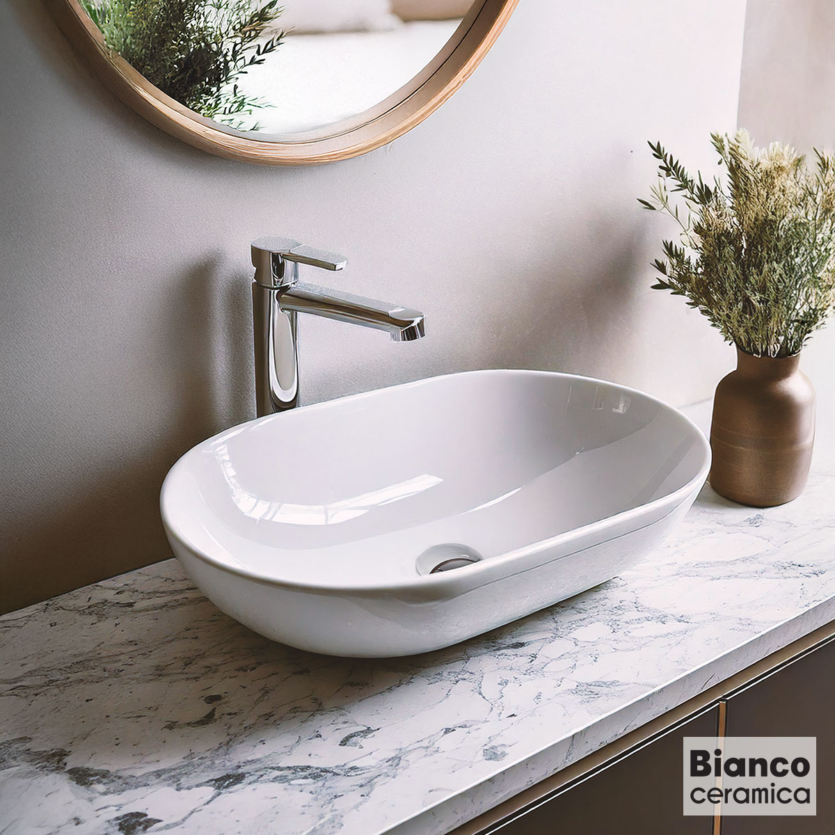 ΝΙΠΤΗΡΑΣ LOOP 57,5x36,5 BIANCO CERAMICA WHITE