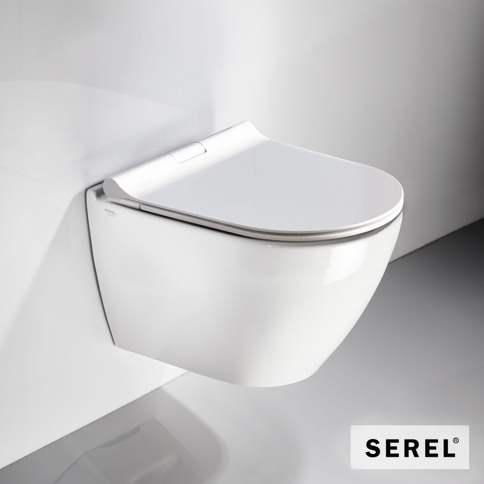 ΚΟΜΠΛΕ ΚΡΕΜ.ΛΕΚ-ΜΠΙΝΤΕ SM36B RIMLESS+ΚΑΛ.9001SC SLIM SOFT-CLOSE SEREL WHITE