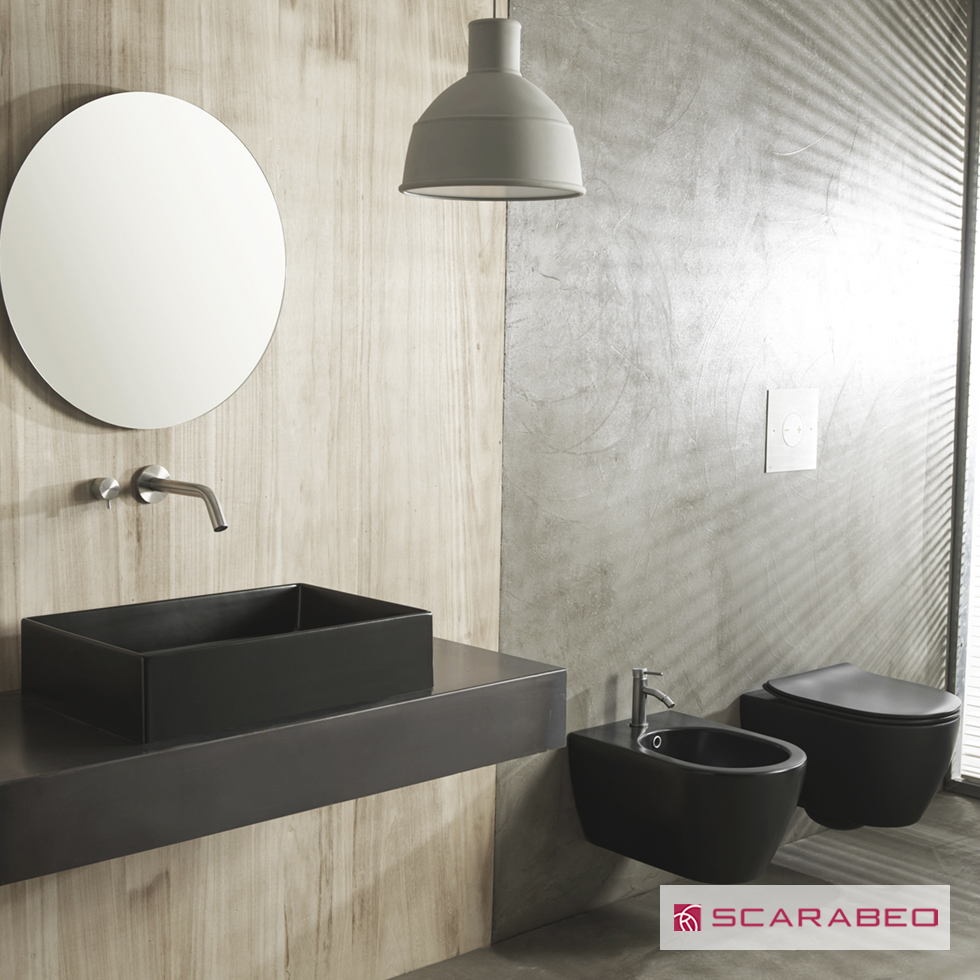 ΚΟΜΠΛΕ ΚΡΕΜ.ΛΕΚ+ΚΑΛ.ΑΠΟΣΠ.SLIM S/C MOON/50,5 CLEAN-FLUSH SCARABEO ARDESIA (BLACK MATT)