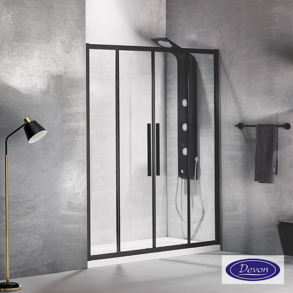 SLIDER 180 (177-181εκ) DEVON FLOW CLEAN-GLASS BLACK MATT