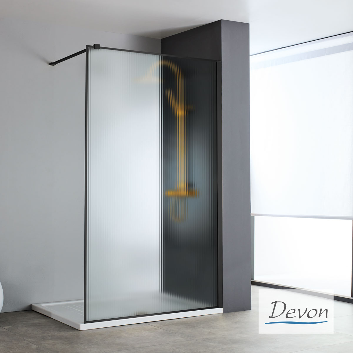 IWIS WALK-IN 87-89 H.200 FLUTED CLEAN-GLASS BLACK MATT