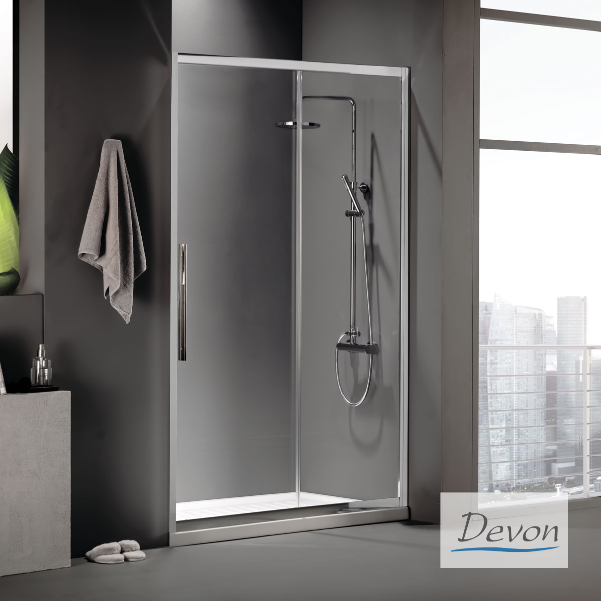SLIDER 160 (157-161εκ) H.220 DEVON FLOW CLEAN-GLASS CHROME