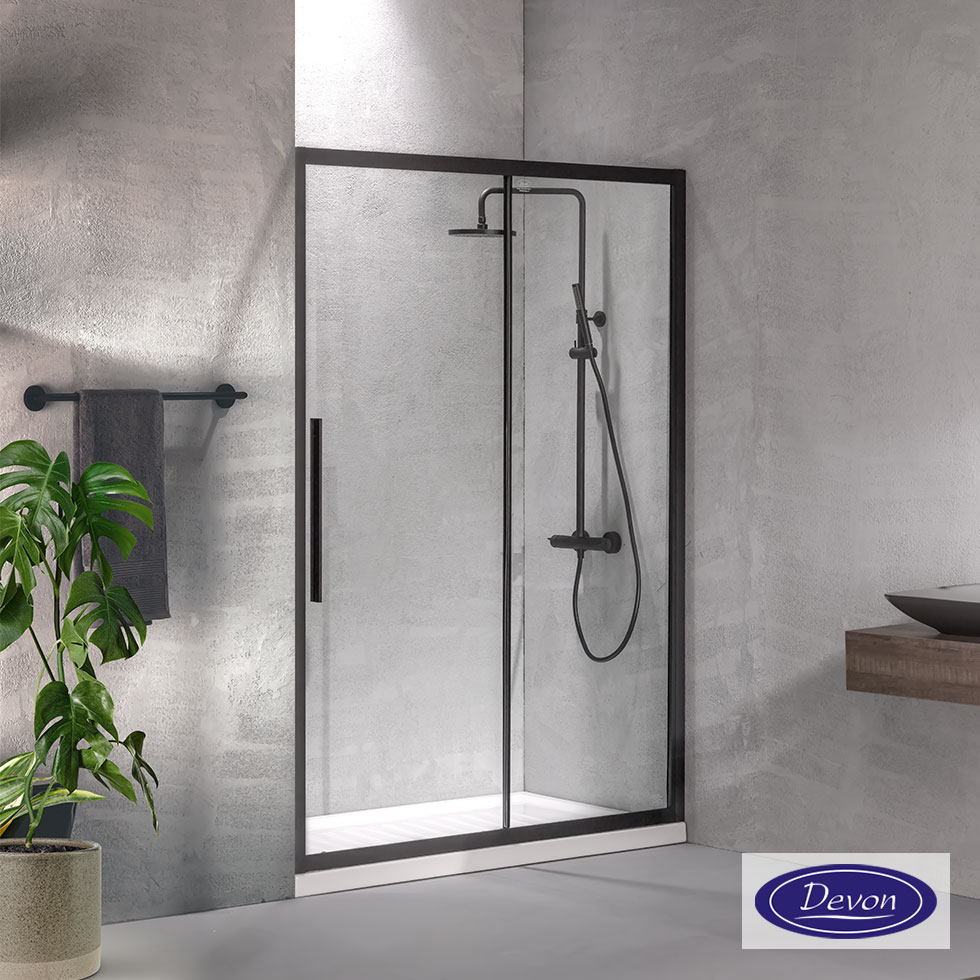 SLIDER 150 (147-151εκ) DEVON FLOW CLEAN-GLASS BLACK MATT