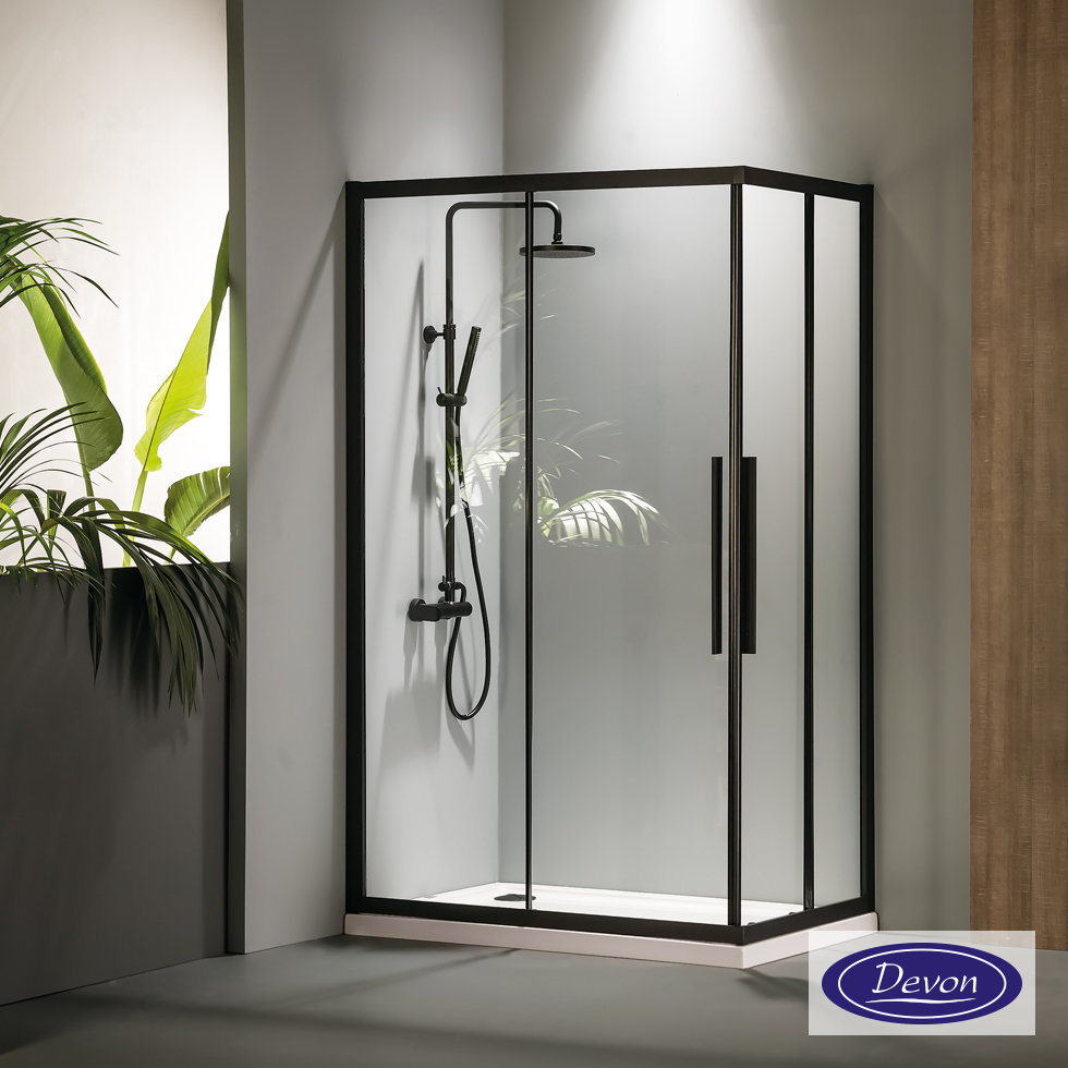C.ENTRY DEVON FLOW 100x100 (97-99 x 97-99 εκ.) CLEAN-GLASS BLACK MATT
