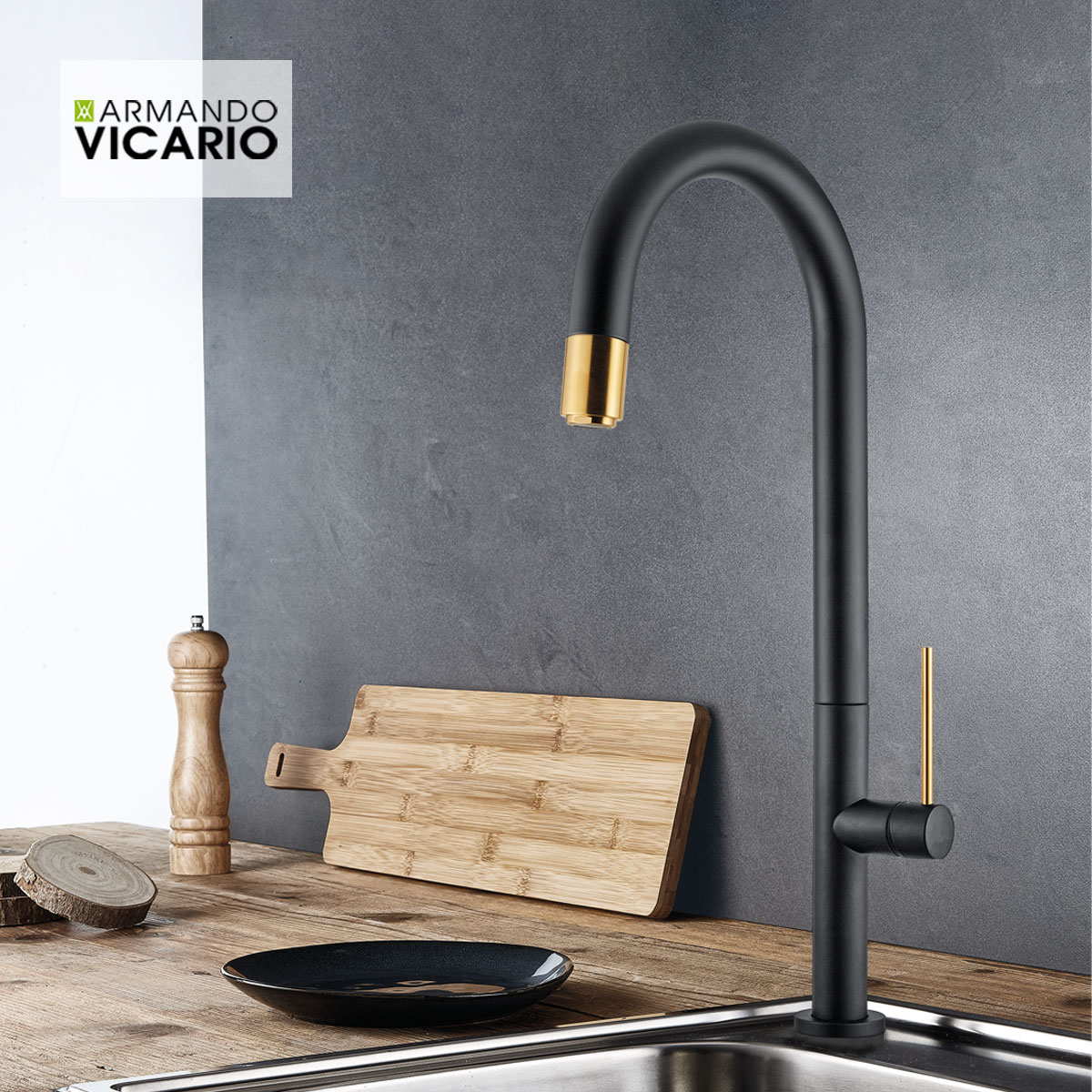 ΜΠΑΤ.ΝΕΡΟΧ. TOZO BLACK MATT/BRUSHED GOLD