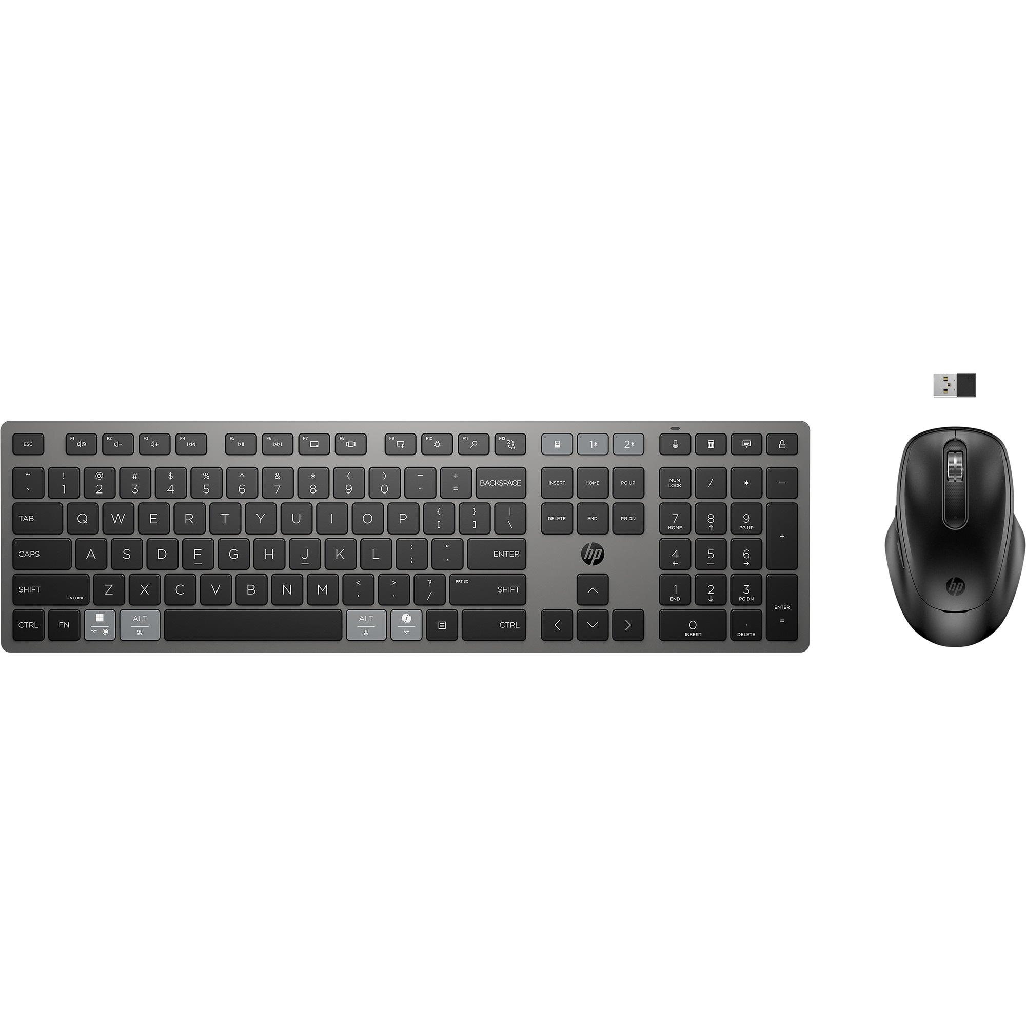 HP 720 Multi-Device Rechargeable Wireless Keyboard and Mouse Combo - Black - 9T5A9AA